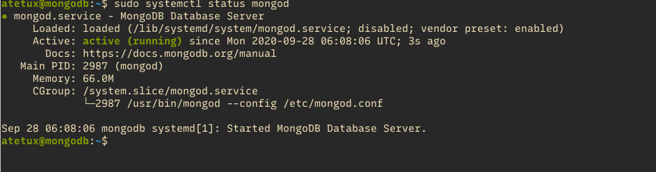 mongodb status